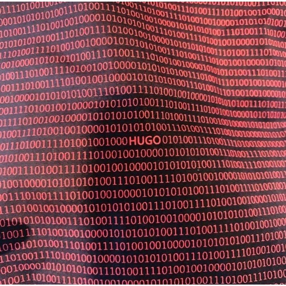 Hugo Hugo Boss Size S Binary Print Dark Red Butto… - image 2